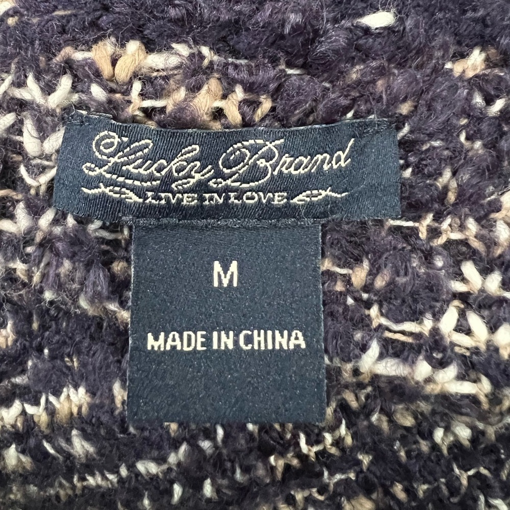 Lucky Brand Geo Intarsia Wrap Waterfall Sweater Size Small Wool Blend Size M - Picture 5 of 8